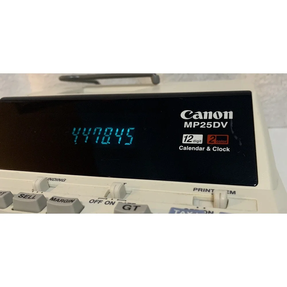 CANON MP25DV PRINTING CALCULATOR 2 COLOR PRINT  12 DIGITS CLOCK & CALENDAR
